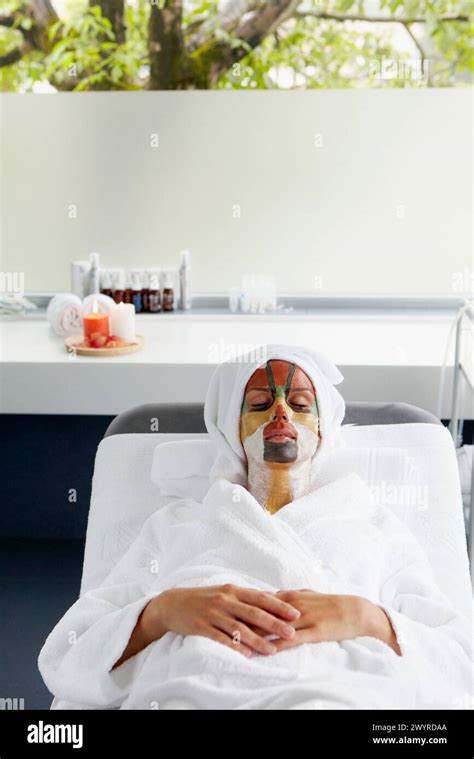 Colour energy, mud mask for facial treatment, Spa-relais Stock Photo ...