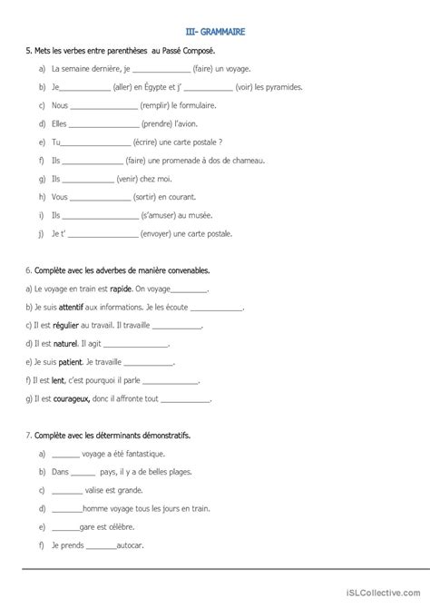 Test d évaluation pratique de la gra Français FLE fiches pedagogiques