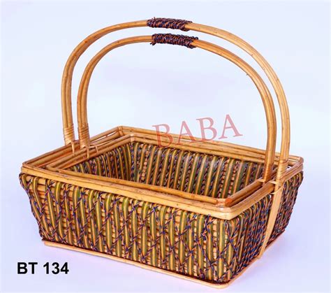 Yellow Or Green Cane Hamper Basket Bt134 Sizedimension Lpc 18x14 Mpc