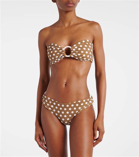 Coronada Polka Dot Bandeau Bikini Top In Brown Marysia Mytheresa