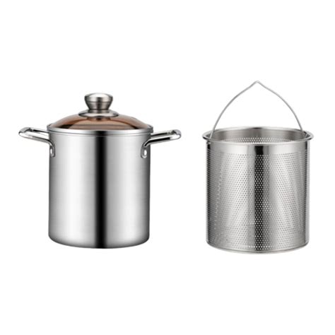 Stainless Steel Stockpot With Basket Turkey Fryer Pot Universal Boiling