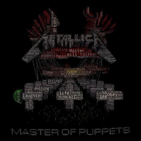 metallica master  puppets lyrics word cloud metallica lyrics