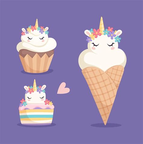 Bonbons De Licorne Cupcake La Cr Me Glac E Et G Teau Arc En Ciel De