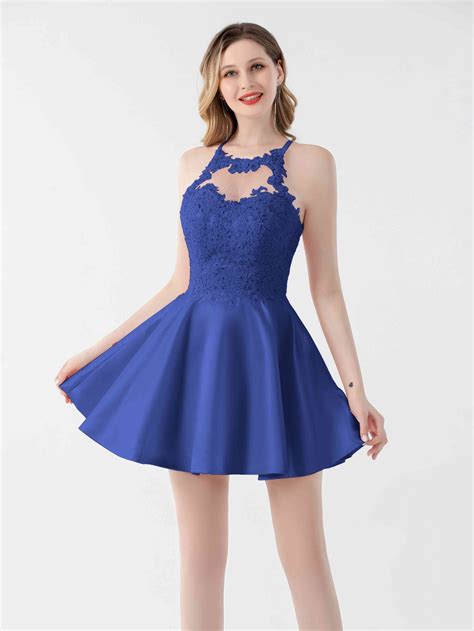 Ember A Line Mini Lace Satin Homecoming Dresses