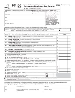 Fillable Online Tax Ny Form Pt June Petroleum Business Tax