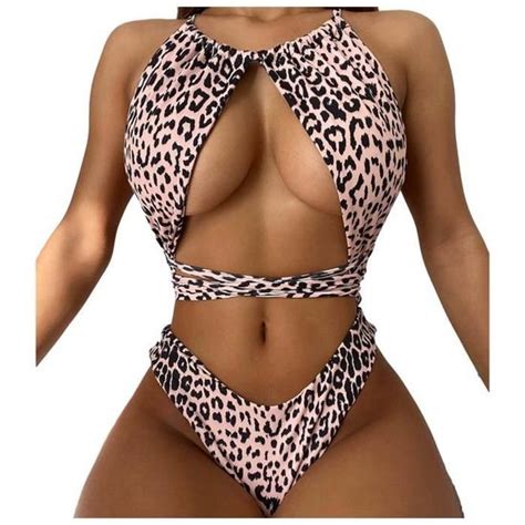 Maillot De Bain Femmes Sexy Bandage L Opard Impression Maillots De Bain