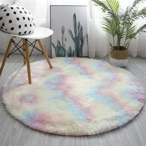 Hulklife Round Rug For Girls Bedroom Furry Carpet For Teen Girls Room