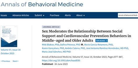 Sex Moderates The Relationship Between Social Support And Cardiovascular Prevention Behaviors In
