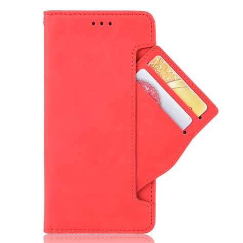 For Infinix Hot X Skin Feel Calf Texture Card Slots Leather Phone Case Red