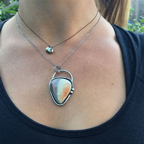 Jasper Pendant Imperial Jasper Pendant Sterling Silver Pendant By