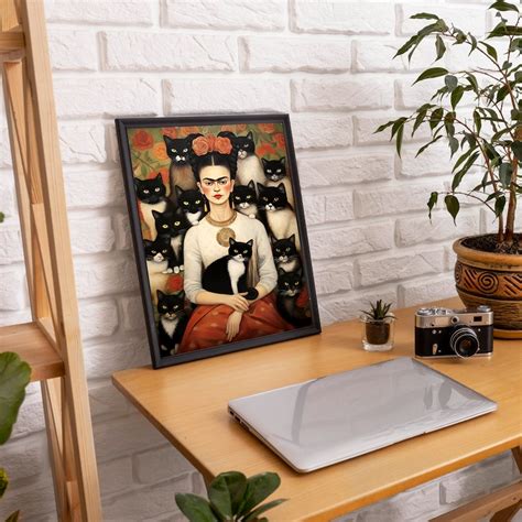 Frida Kahlo Cat Poster Unique Wall Art For Art And Cat Enthusiasts Etsy