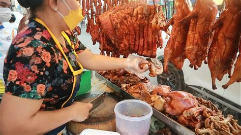 Best Popular Street Food In Phnom Penh Crispy Roasted Pork Roasted