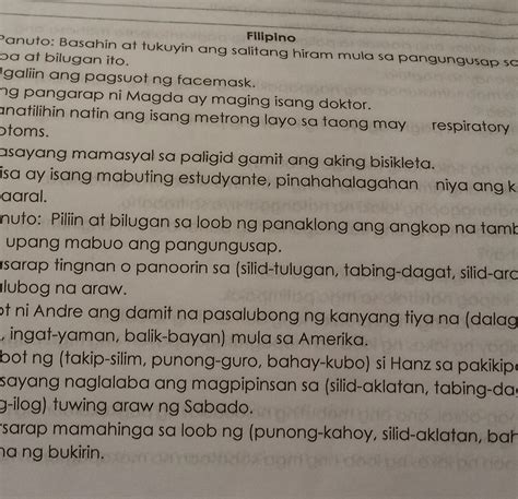 A Panuto Basahin At Tukuyin Ang Salitang Hiram Mula Sa Pangungusap So