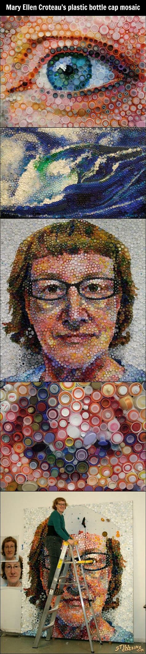 Plastic Bottle Cap Mosaic | Plastic bottle caps, Bottle cap art, Bottle top art