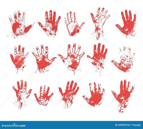 Bloody Handprint Silhouette Set Cartoon Vector Cartoondealer