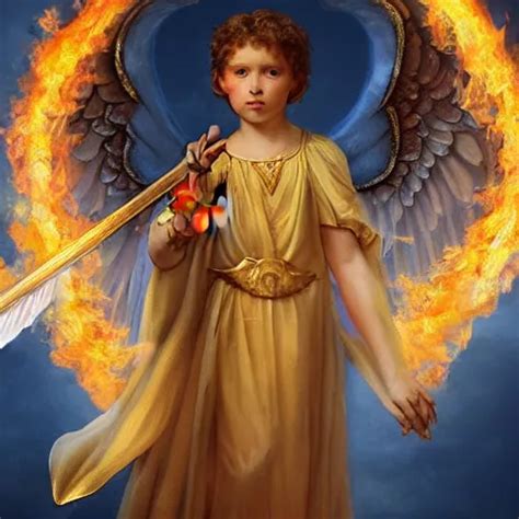 Epic Portrait Of An Angel Holding A Flaming Sword Stable Diffusion