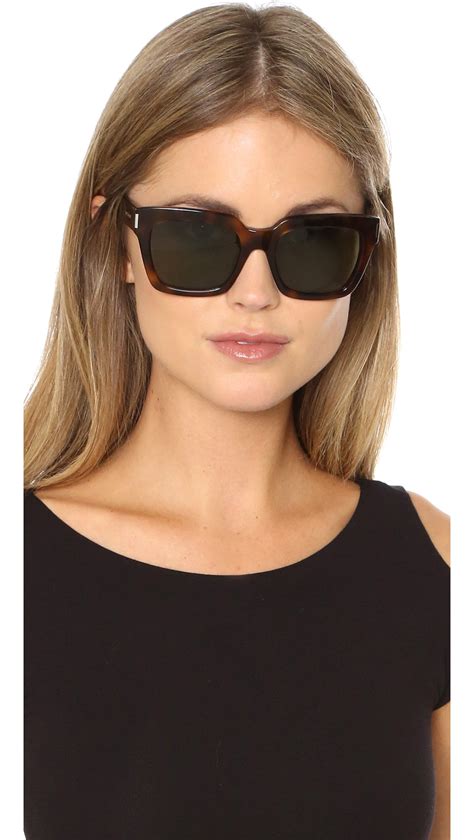 Lyst Saint Laurent Bold 1 Mineral Glass Sunglasses In Green