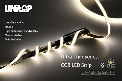 Ultra Thin 6mm Flexible COB LED Strip 24V Unitop