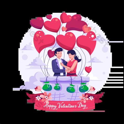Hot Air Balloon Heart A Romantic Couple Flying In Man And Woman Floating Balloons Shaped Like