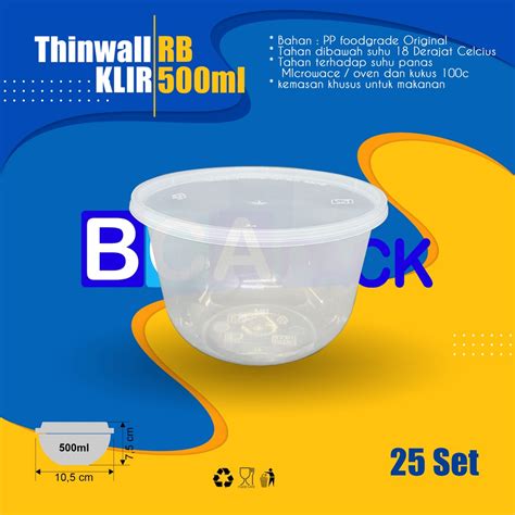 Jual Thinwall Klir Mangkok Bulat 500ml RB Mangkok Klir 500 Ml Isi 25