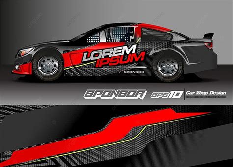 Gambar Mockup Desain Vektor Grafis Livery Mobil Balap Templat Untuk