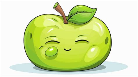 El Lindo Personaje De Dibujos Animados De La Manzana Verde Dormida