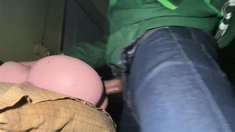 Delivery Guy Practice Fuck With Sex Toy Before Going To