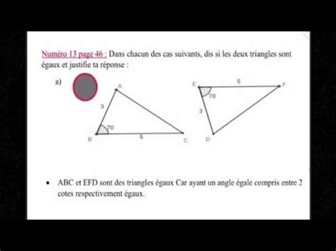 Exercice Cas D Galit Des Triangles Youtube