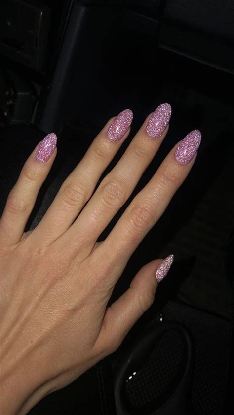 Pink Sparkle Shiny Nails Manicure In 2024 Pink Sparkle Nails Pink