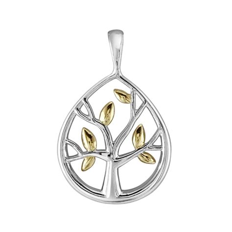 Sterling Silver Two Tone Tree Of Life Pendant TheChainHut