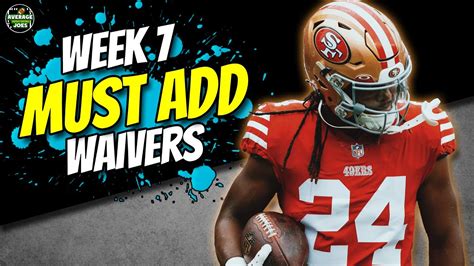 Fantasy Football 2023 Week 7 Waiver Wire Must Adds Youtube