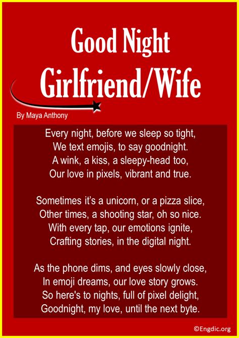 16 Funny & Romantic Good Night Poems For Girlfriend/Wife - EngDic