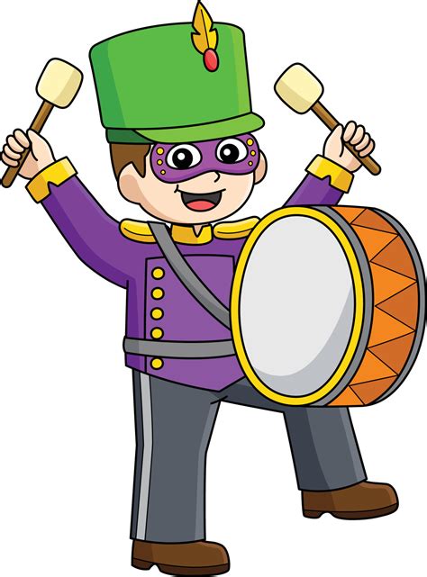 Mardi Gras Boy Playing Drums Cartoon Clipart 19943374 Vector Art At