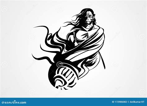 Hanuman the Hindu Religion God. Black and White Logo Stock Illustration - Illustration of logo ...