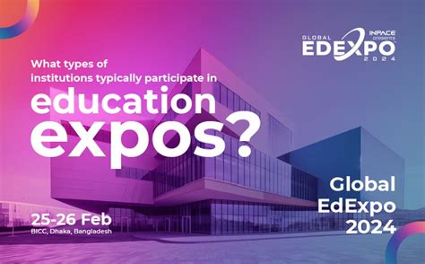 What types of institutions typically participate in education expos?