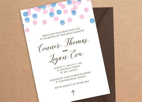 Twins Baptism, Christening Invitation, Twins Christening Invitation ...