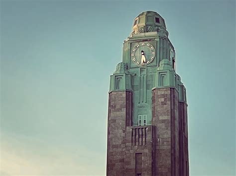 Helsinki Finland Clock Tower Of Central Station Rartdeco