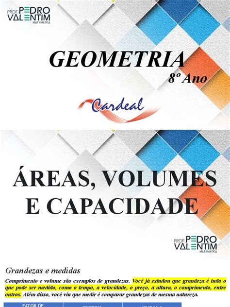 8º Ano - Áreas - Volumes e Capacidade | Download grátis PDF | Metro ...