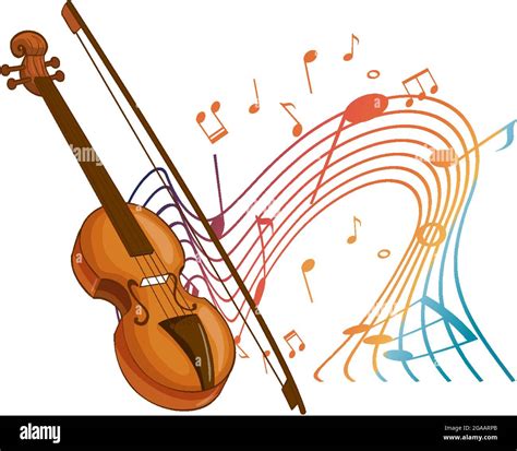 Violin Classical Music Instrument With Melody Symbols Illustration