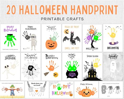 Halloween Handprint Craft Halloween Crafts Halloween Etsy Uk