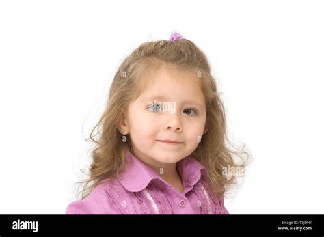 Happy Cute Girl Portrait On White Background Stock Photo Alamy