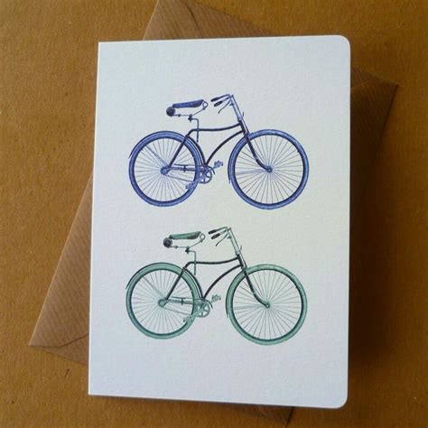 Vintage Bicycle Art Card Antique Print Etching Bike Birthday