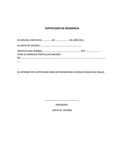 Certificado De Residencia Pdf