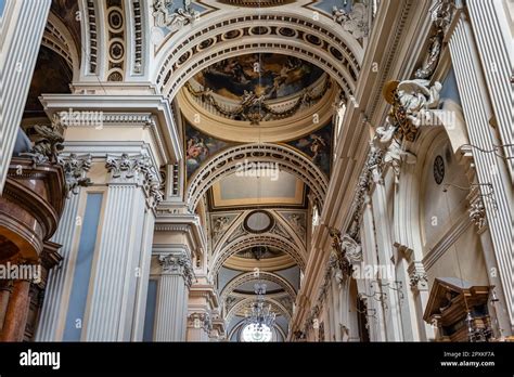 Interior architecture of the cathedral basilica of Zaragoza with ...