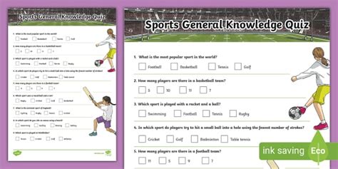 Sports General Knowledge Quiz Creat De Profesori Twinkl