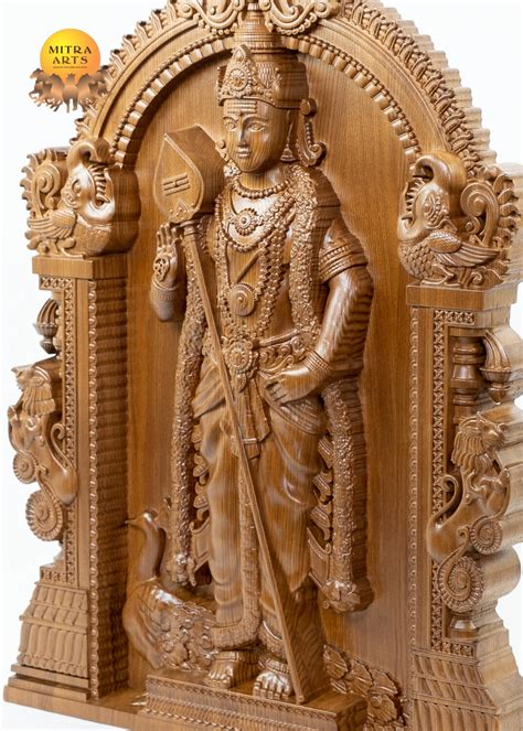 Hindu God Skanda Lord Muruga Wood Carving Ashwood Wall Panel X Etsy