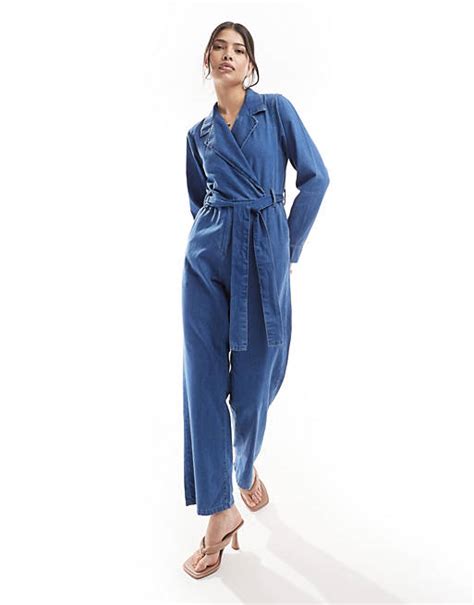 Nobodys Child Penrith Wrap Denim Jumpsuit In Blue Asos