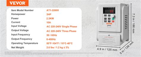 Vevor Variador De Frecuencia Convertidor De Frecuencia Kw Hp A