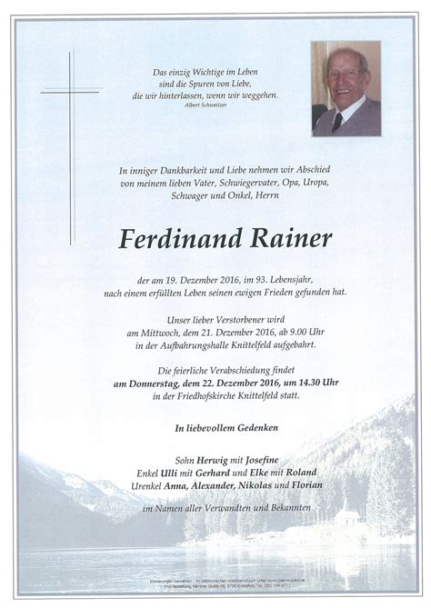 Parte für Ferdinand Rainer pax requiem