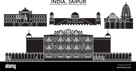 India Jaipur Architecture Urban Skyline With Landmarks Cityscape